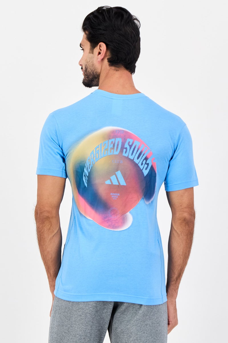 Adidas Men Sportswear Fit Short Sleeve Yoga T-Shirt, Blue - Image 2